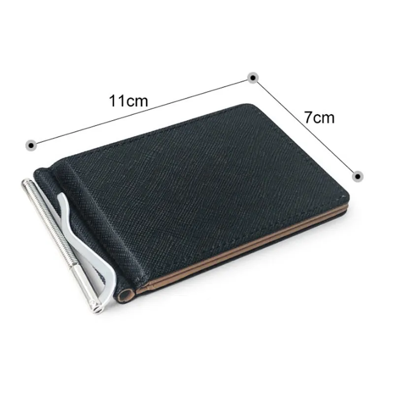 Realaiot 1PC Leather Men Money Clips Metal Solid Wallets Credit Dollar Purses ID Credit Card Purse Cash Holder With a Metal Clamp