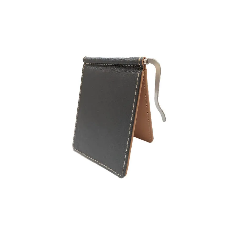 Realaiot 1PC Leather Men Money Clips Metal Solid Wallets Credit Dollar Purses ID Credit Card Purse Cash Holder With a Metal Clamp