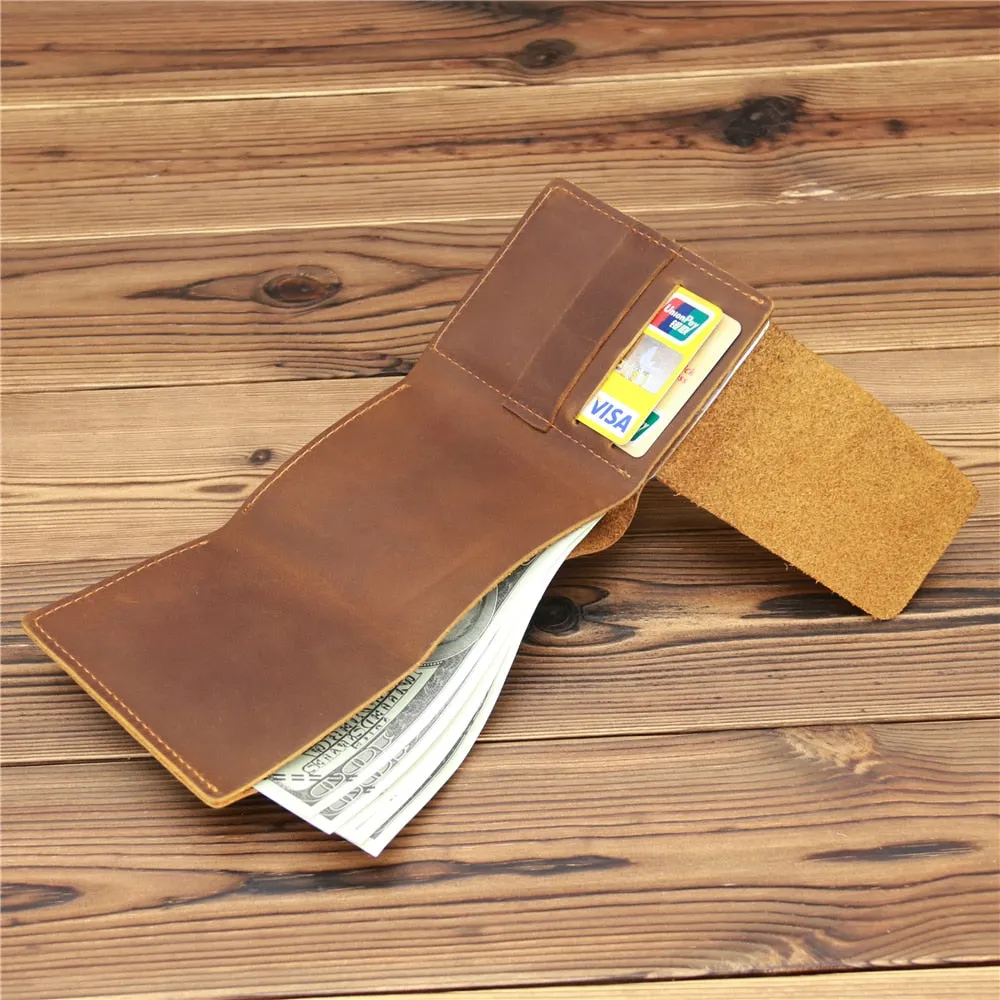 Realaiot Wallet For Men Boy Husband Genuine Cowhide Leather Wallets Purse Vintage Retro Simple Style Engraving Laser Wallet