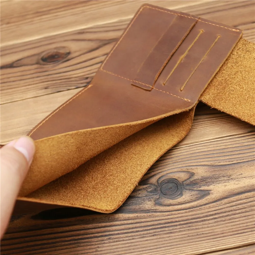 Realaiot Wallet For Men Boy Husband Genuine Cowhide Leather Wallets Purse Vintage Retro Simple Style Engraving Laser Wallet