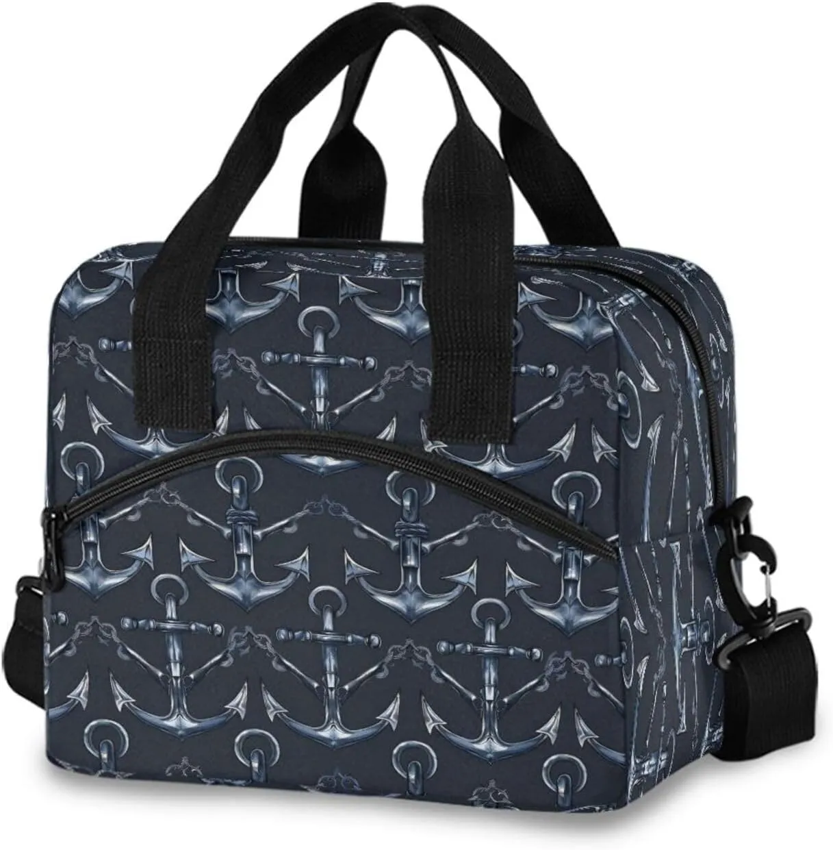 Realistic Marine Pattern Lunch Box for Men Women Adults Insulated Lunch Bag Cooler Bag with Adjustable Shoulder Strap for Work Picnic Travel