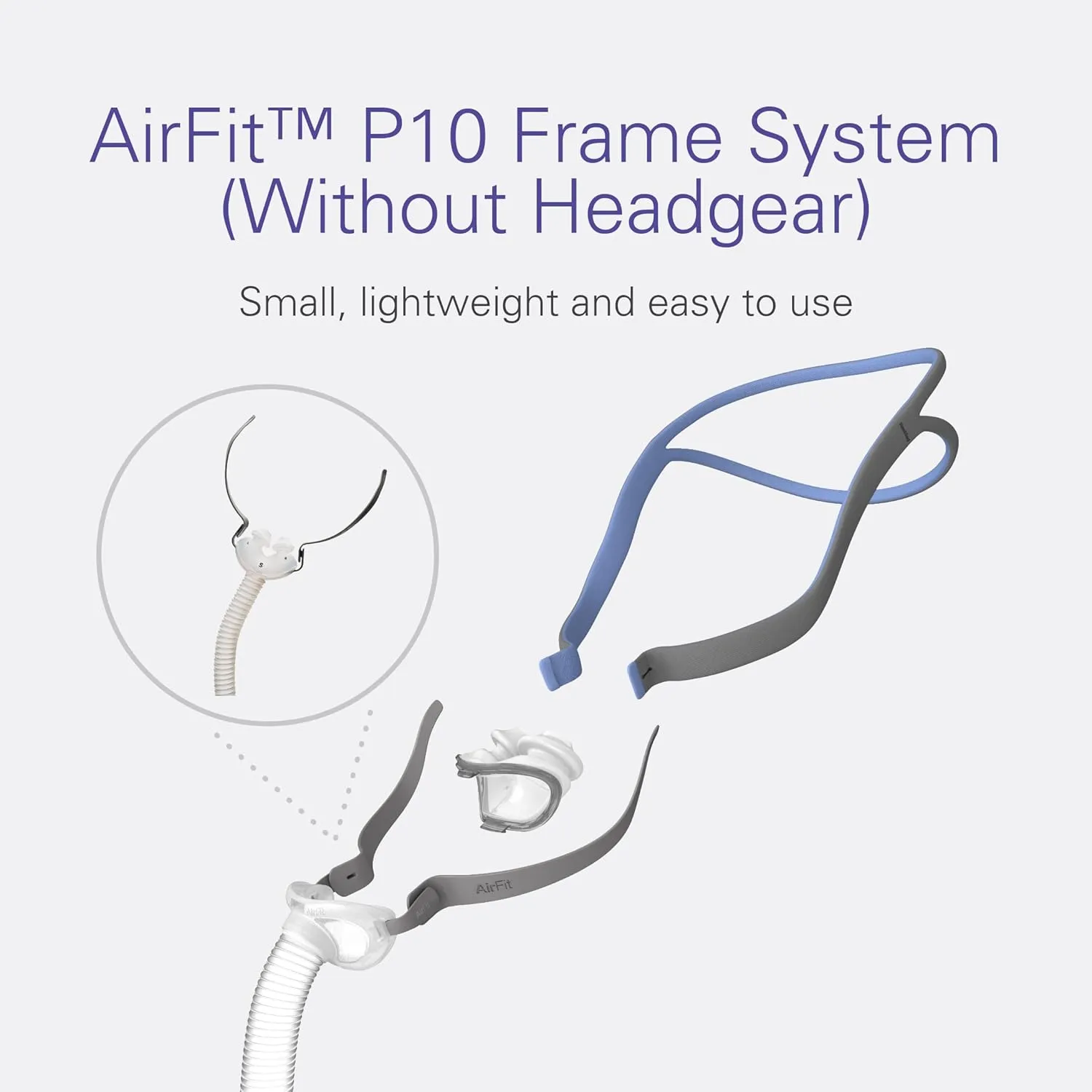 ResMed AirFit P10 Frame System - Replacement CPAP Frame System with Nasal Pillows Cushion - Headgear Not Included - Small