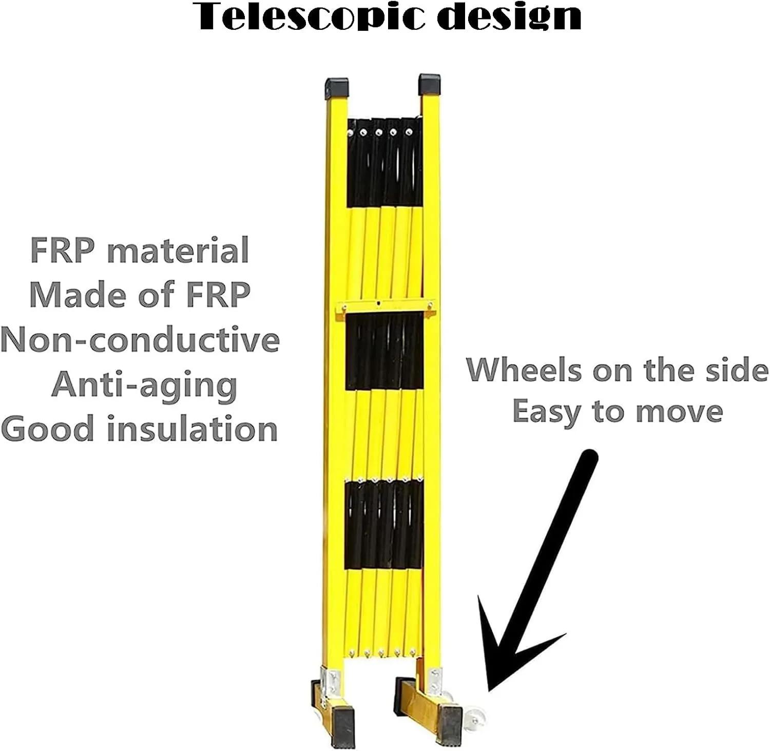 Retractable Barricade,Mobile Parking Barrier,Expandable Metal Security Gate,Portable Telescopic Traffic Barricade with Wheels,Folding Industrial Mobile Safety Barricade,Yellow and Black(9m)