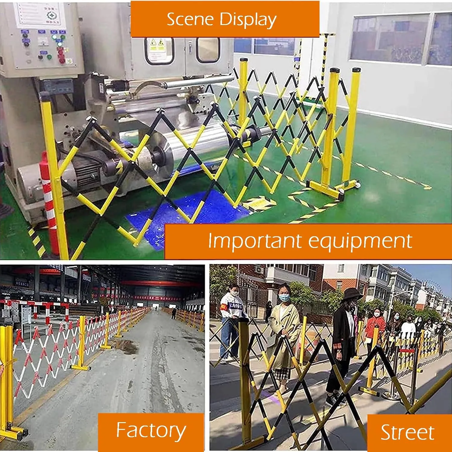 Retractable Barricade,Mobile Parking Barrier,Expandable Metal Security Gate,Portable Telescopic Traffic Barricade with Wheels,Folding Industrial Mobile Safety Barricade,Yellow and Black(9m)