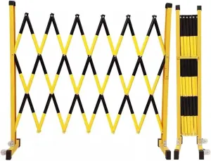 Retractable Barricade,Mobile Parking Barrier,Expandable Metal Security Gate,Portable Telescopic Traffic Barricade with Wheels,Folding Industrial Mobile Safety Barricade,Yellow and Black(9m)