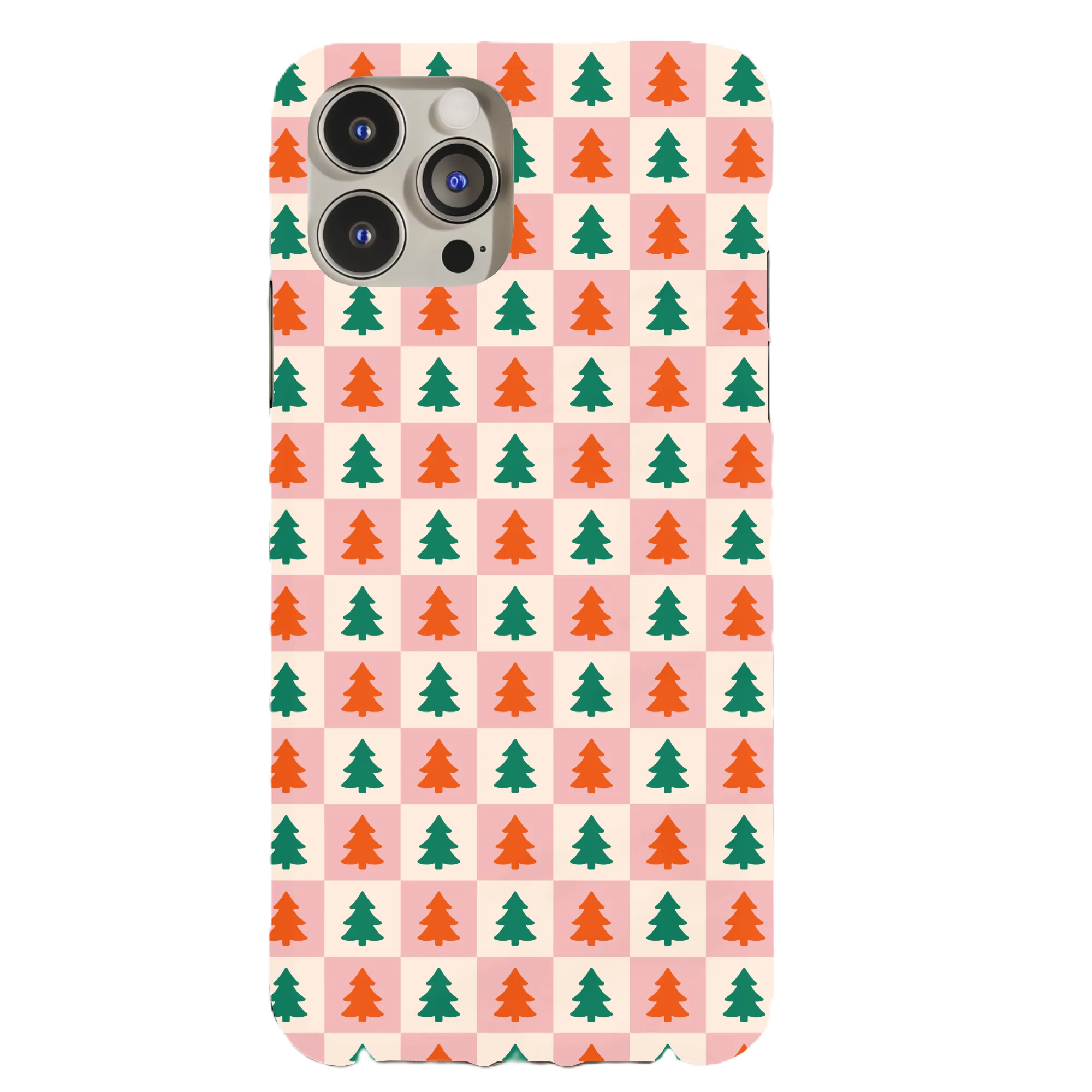 Retro Christmas Tree Checkers Phone Case