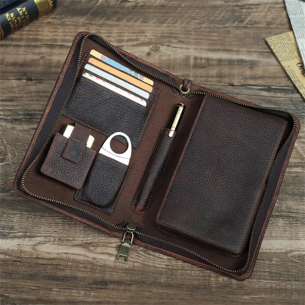 Retro Wrinkle Leather Men's Handbag Portable Storage Bag