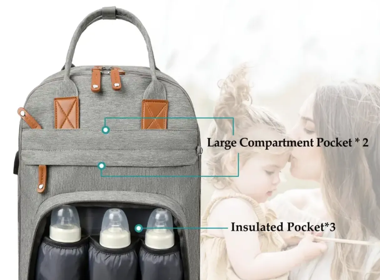 Rever Bebe Nappy Diaper Bag , backpack, Baby Nappy Changing Bags Multifunction Waterproof Travel Back Pack