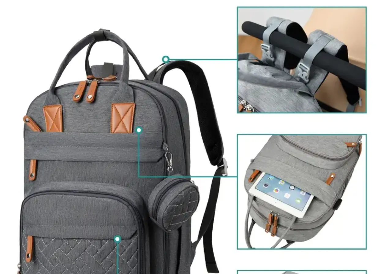 Rever Bebe Nappy Diaper Bag , backpack, Baby Nappy Changing Bags Multifunction Waterproof Travel Back Pack