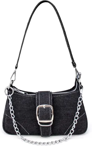 Rhinestone Purse Silver Hobo Purse Sparkly Black Evening Bag for Women Prom Party Wedding
