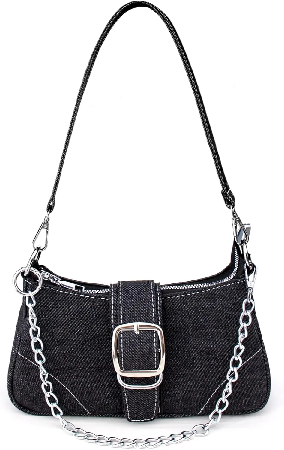 Rhinestone Purse Silver Hobo Purse Sparkly Black Evening Bag for Women Prom Party Wedding