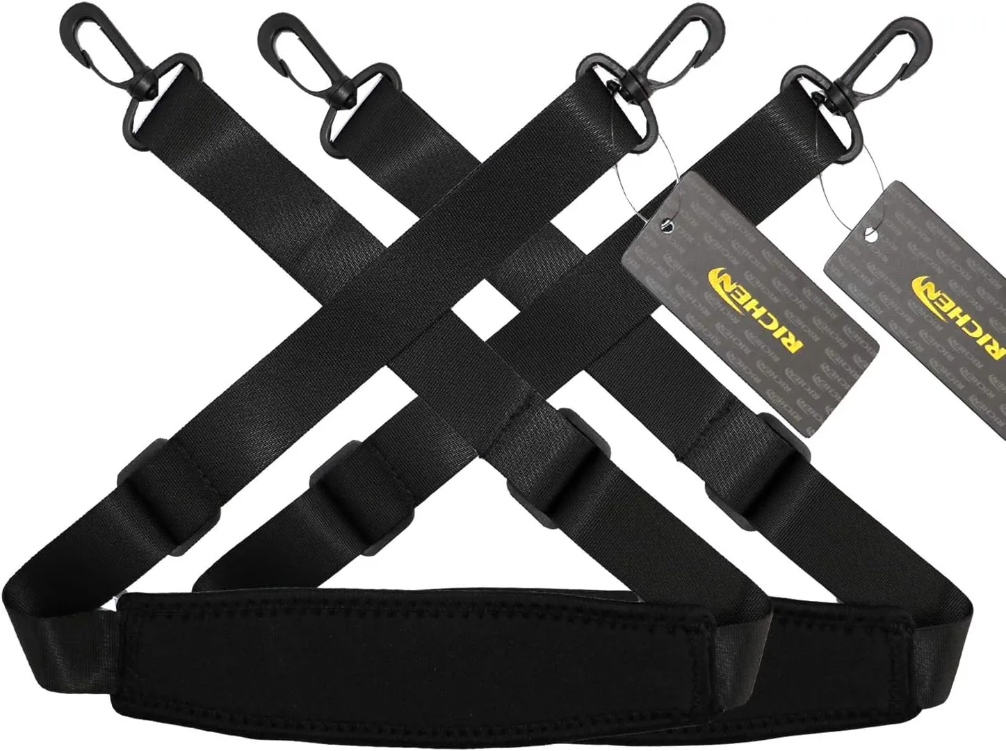 RICHEN Replacement Shoulder Strap Adjustable Luggage/Laptop/Camera Bag Strap with Swivel Hook,Pack of 2,Black