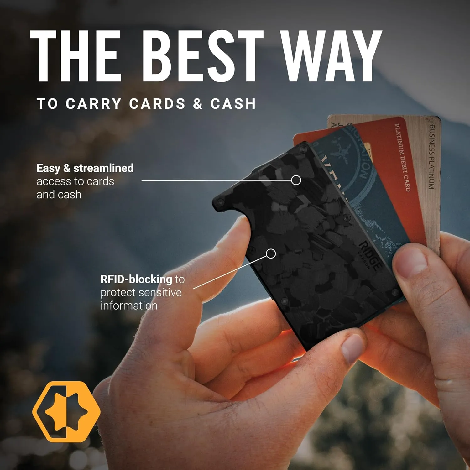 Ridge Wallets for Men - Slim Minimalist Wallet For Men, Front Pocket Wallets for Men, RFID Wallet For Men - Card Holder Wallet (Forged Carbon)