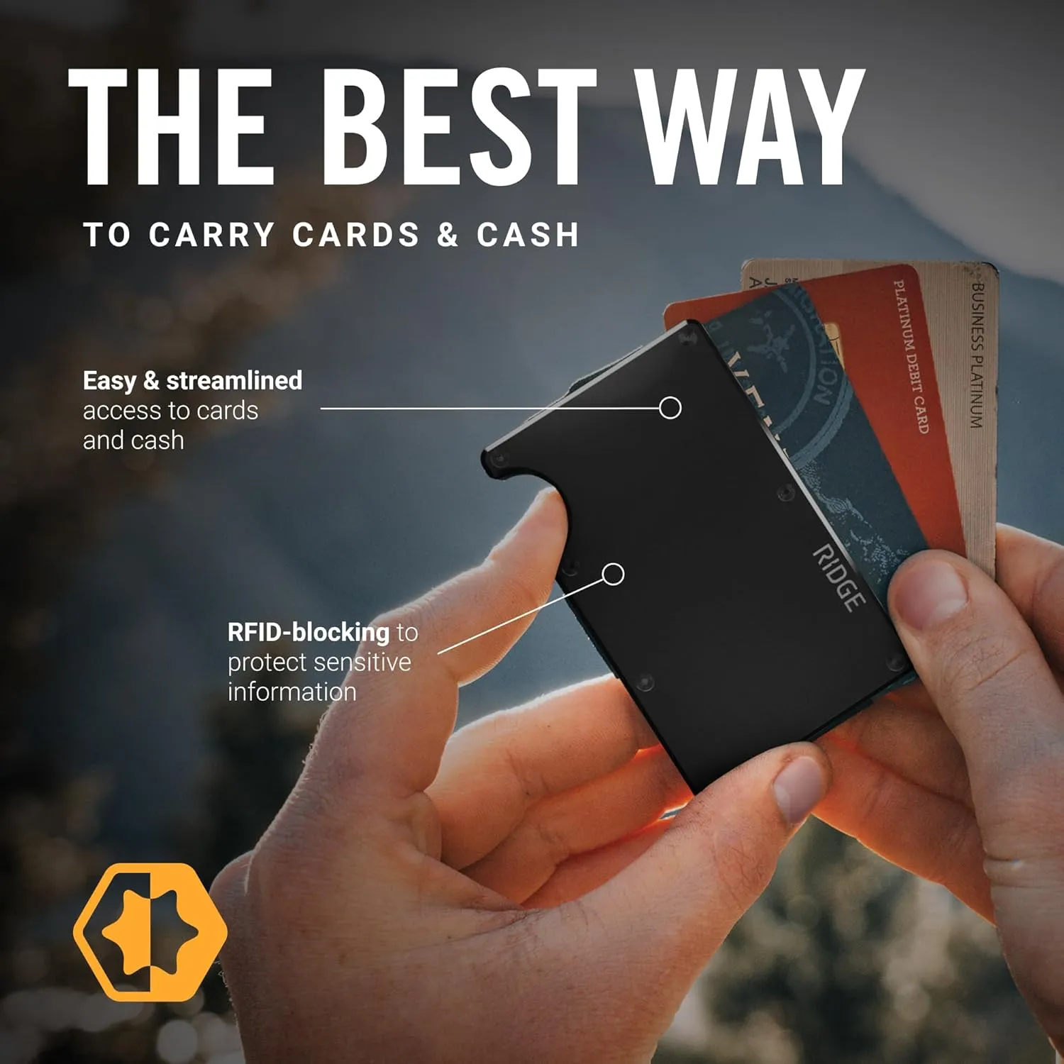 Ridge Wallets for Men - Slim Minimalist Wallet, Front Pocket Wallets for Men, RFID Wallet - Card Holder Wallet (Black)