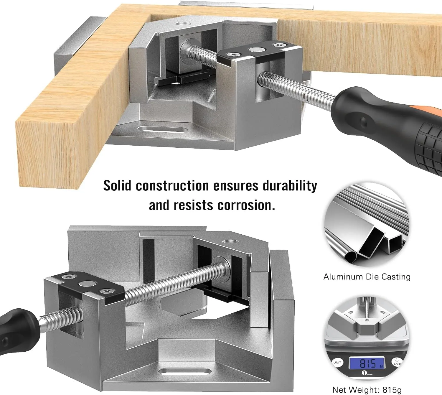 Right Angle Clamp, Housolution [8 PACK] Single Handle 90° Aluminum Alloy Corner Clamp, Clamps for Woodworking Adjustable Swing Jaw, Woodworking Tools Photo Frame Vise Holder