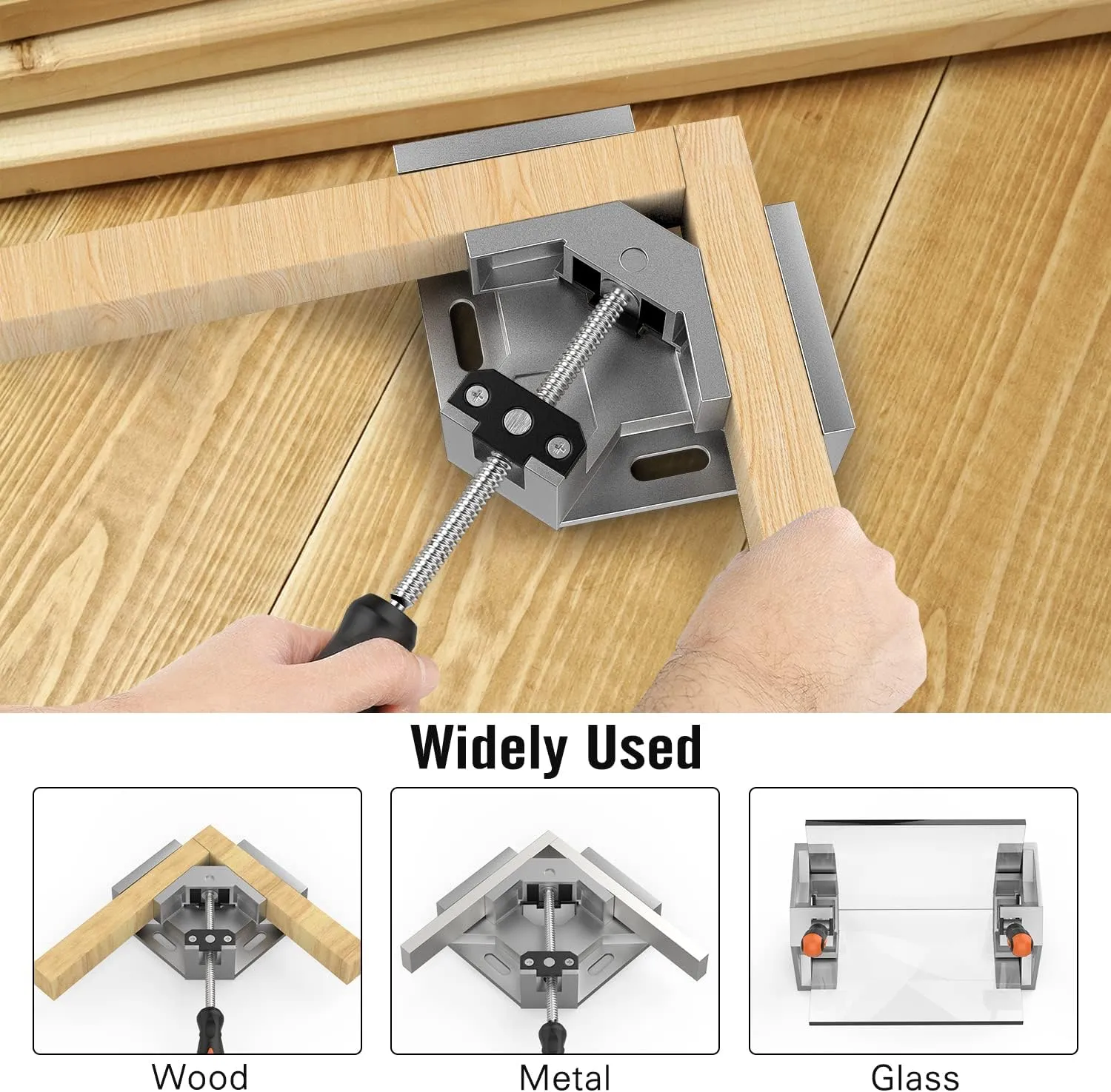 Right Angle Clamp, Housolution [8 PACK] Single Handle 90° Aluminum Alloy Corner Clamp, Clamps for Woodworking Adjustable Swing Jaw, Woodworking Tools Photo Frame Vise Holder