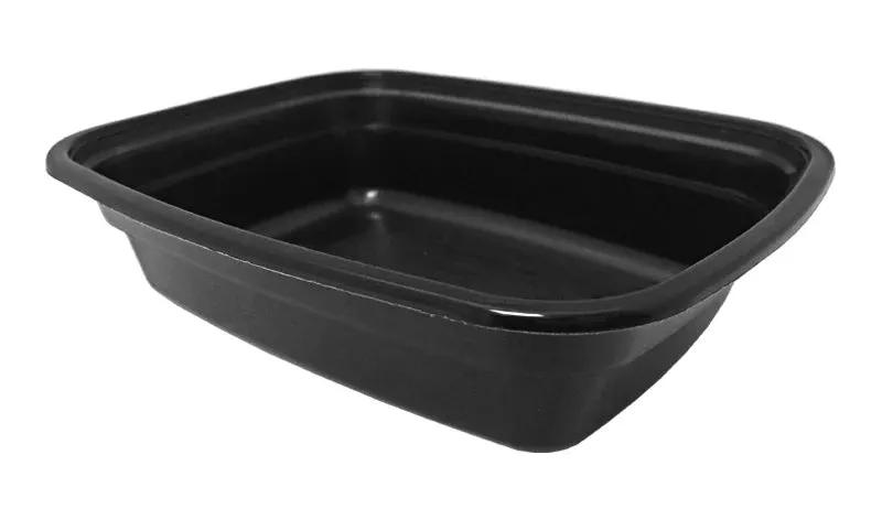 RitePak - 7" x 5" x 1.5", 12 Oz Black Polypropylene Rectangular Combo - RPMR7512BE