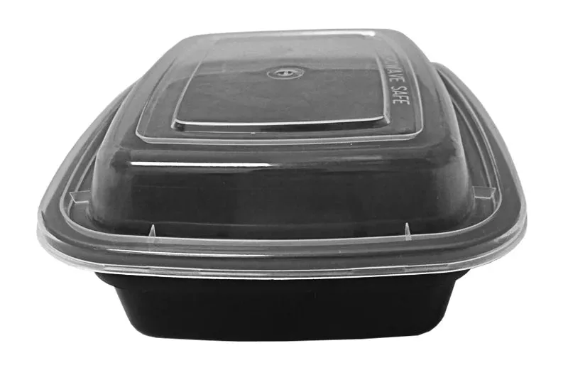 RitePak - 7" x 5" x 1.5", 12 Oz Black Polypropylene Rectangular Combo - RPMR7512BE