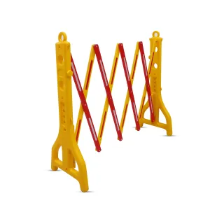 Robustt Yellow & Red Expandable Barricade for Road Safety, 8.3 Feet, Adjustable Road Barricade with Reflective Strips