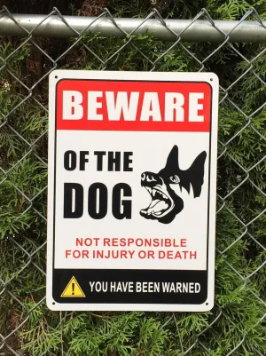 Rockmount Electronics (4 Pack) Rust Free Aluminium Sign Large 14" X 10" - Beware of The Dog/You Have Been Warned - Safety Security Alert Aluminum Metal Warning Sign