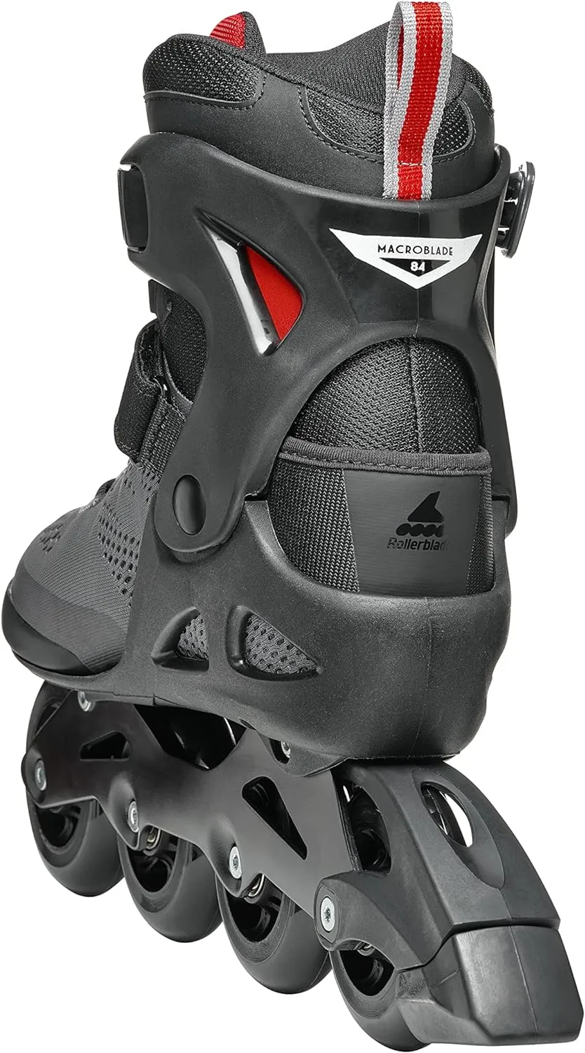 Rollerblade Macroblade 84 Men's Adult Fitness Inline Skate, Dark Gray & Red, Performance Inline Skates