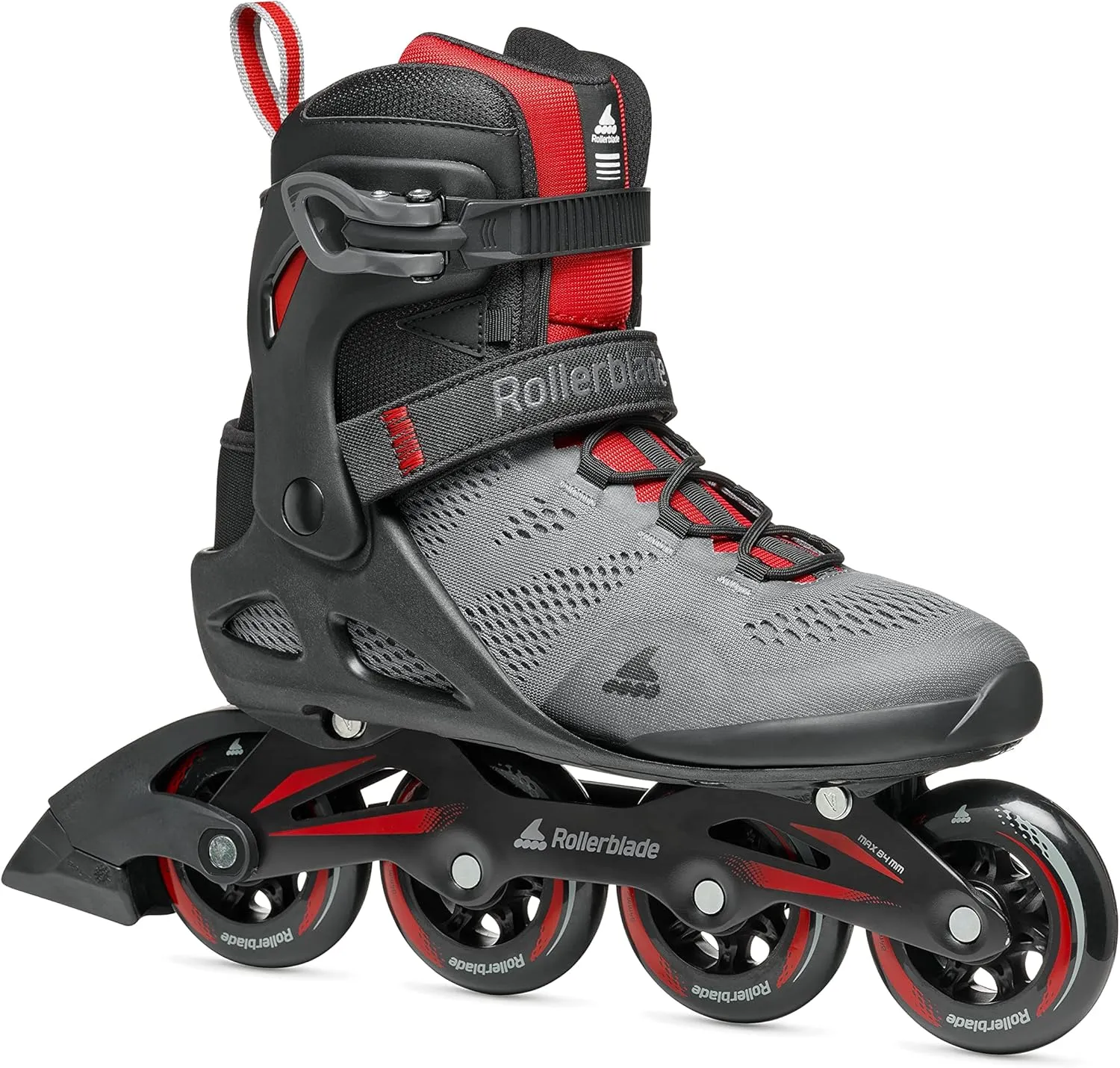 Rollerblade Macroblade 84 Men's Adult Fitness Inline Skate, Dark Gray & Red, Performance Inline Skates