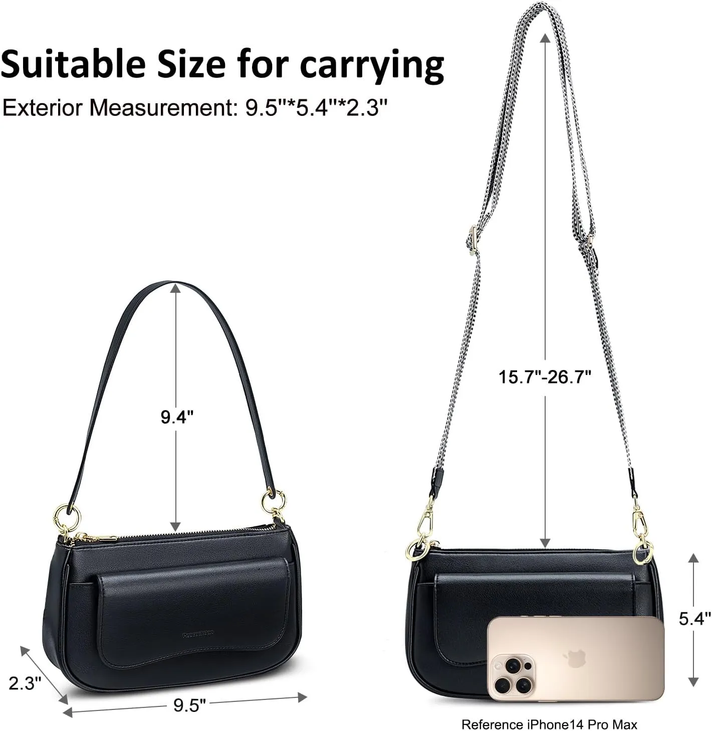 RONSIN Small Shoulder Bag for Women Mini Clutch Purse Tote Handbag Zipper Closure Crossbody Hobo Purse