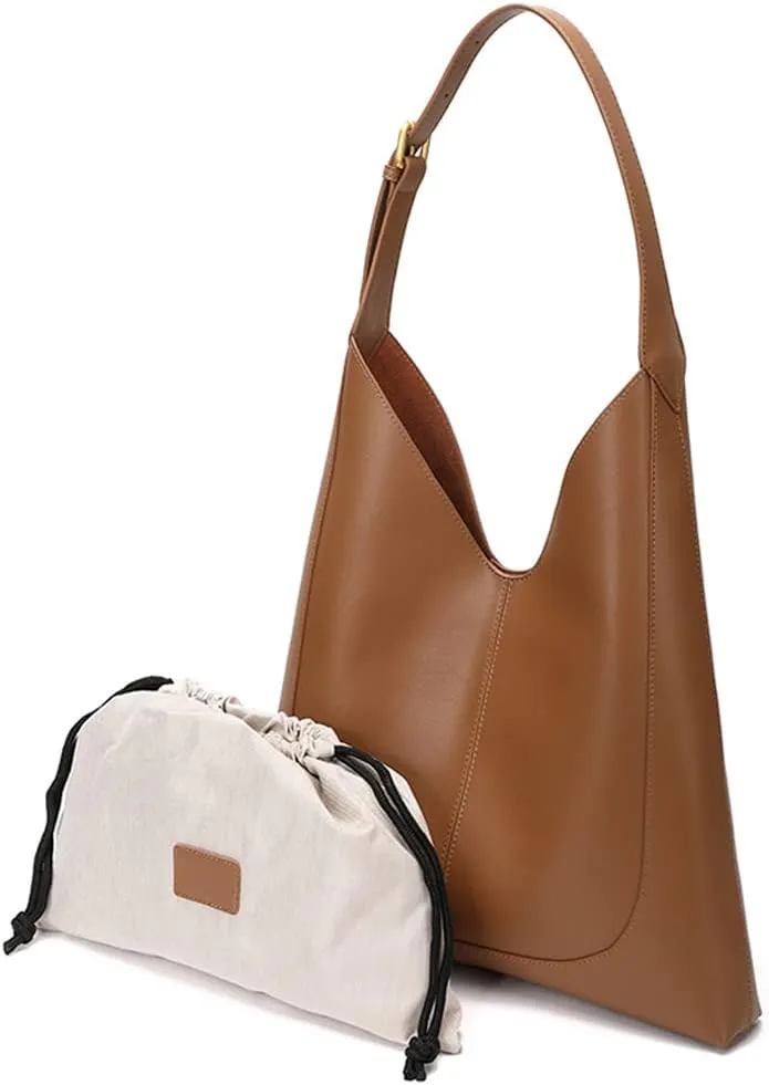 ROUROU Shoulder Bag for Women Large Capacity Handbag Shoulder Strap Adjustable Tote Bag Genuine Leather Purse