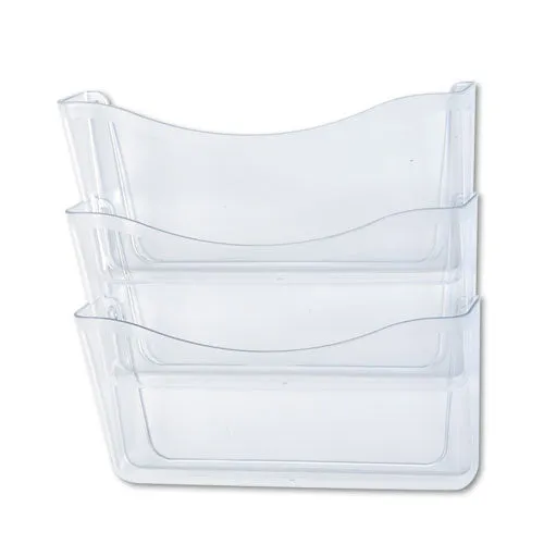 Rubbermaid® Unbreakable Wall Files, 3 Sections, A4/Letter Size, 13.75" x 3.13" x 29.38", Clear