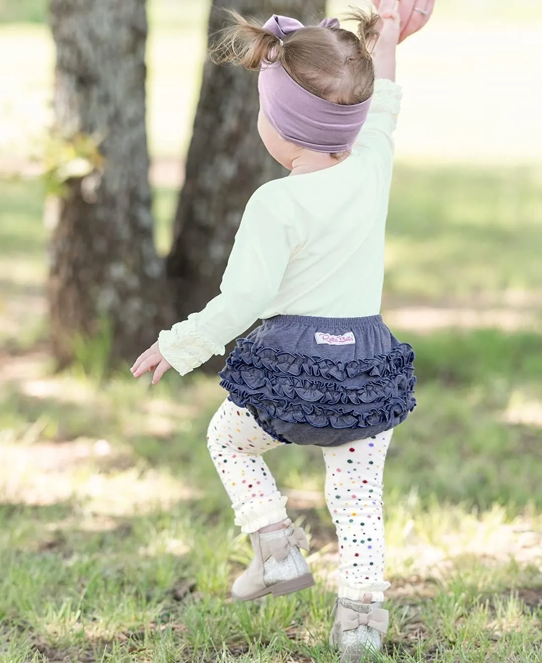 RuffleButts Baby/Toddler Girls Knit Long Sleeve Ruffle Bodysuit with Snaps