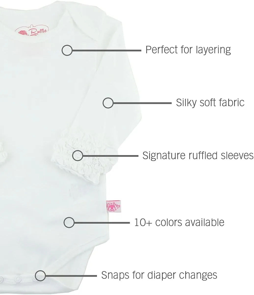 RuffleButts Baby/Toddler Girls Knit Long Sleeve Ruffle Bodysuit with Snaps
