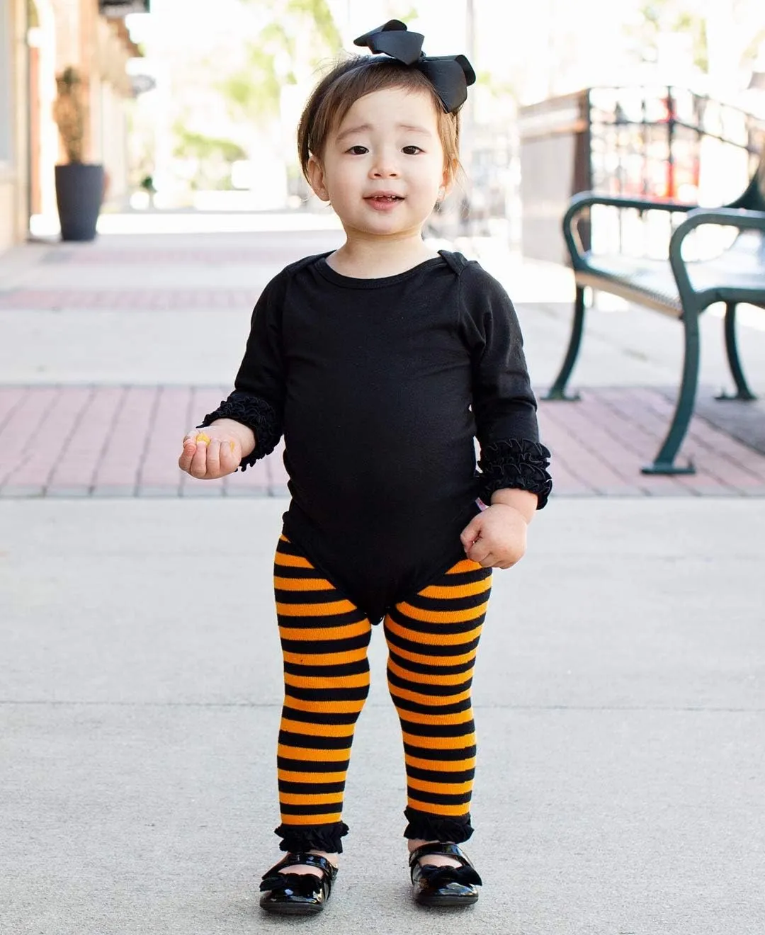 RuffleButts Baby/Toddler Girls Knit Long Sleeve Ruffle Bodysuit with Snaps