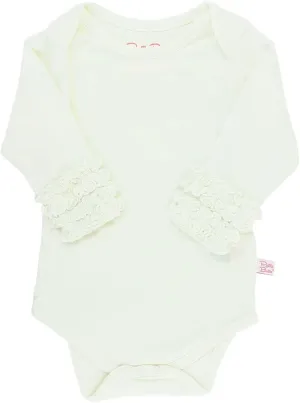 RuffleButts Baby/Toddler Girls Knit Long Sleeve Ruffle Bodysuit with Snaps
