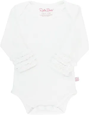 RuffleButts Baby/Toddler Girls Knit Long Sleeve Ruffle Bodysuit with Snaps