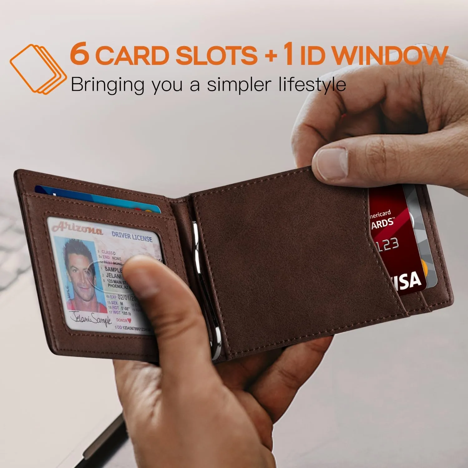 RUNBOX RFID Blocking Genuine Leather Slim Wallet for Men Bifold Minimalist Front Pocket Mens Wallet with Money Clip Thin Gift Box