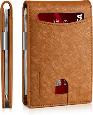 RUNBOX Slim Money Clip Wallets for Men RFID Blocking 11 Card Holder Minimalist Small Leather Bifold Men's Front Pocket Wallet Gift Box