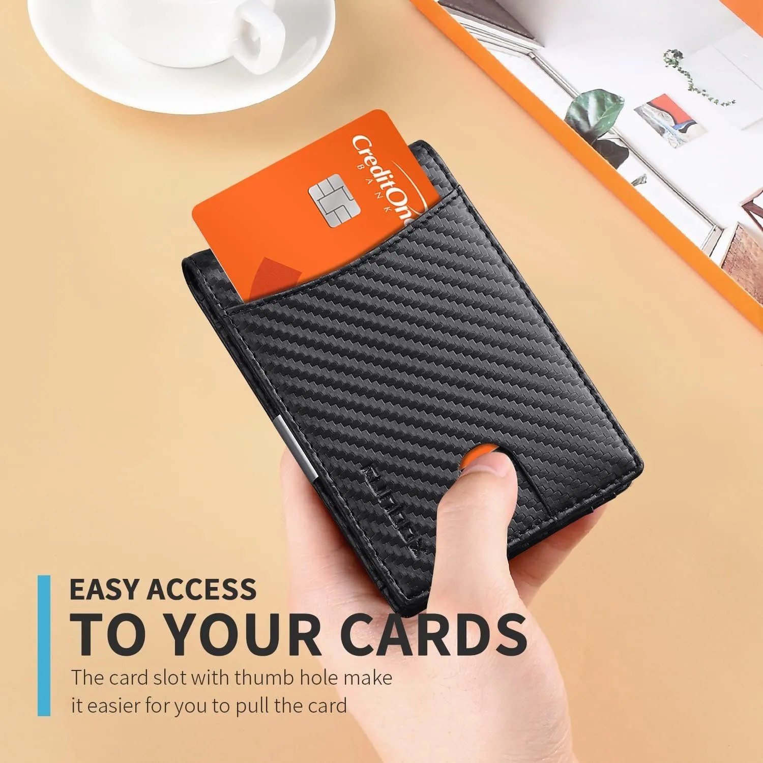 RUNBOX Slim Money Clip Wallets for Men RFID Blocking 11 Card Holder Minimalist Small Leather Bifold Men's Front Pocket Wallet Gift Box