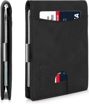 RUNBOX Slim Money Clip Wallets for Men RFID Blocking 11 Card Holder Minimalist Small Leather Bifold Men's Front Pocket Wallet Gift Box