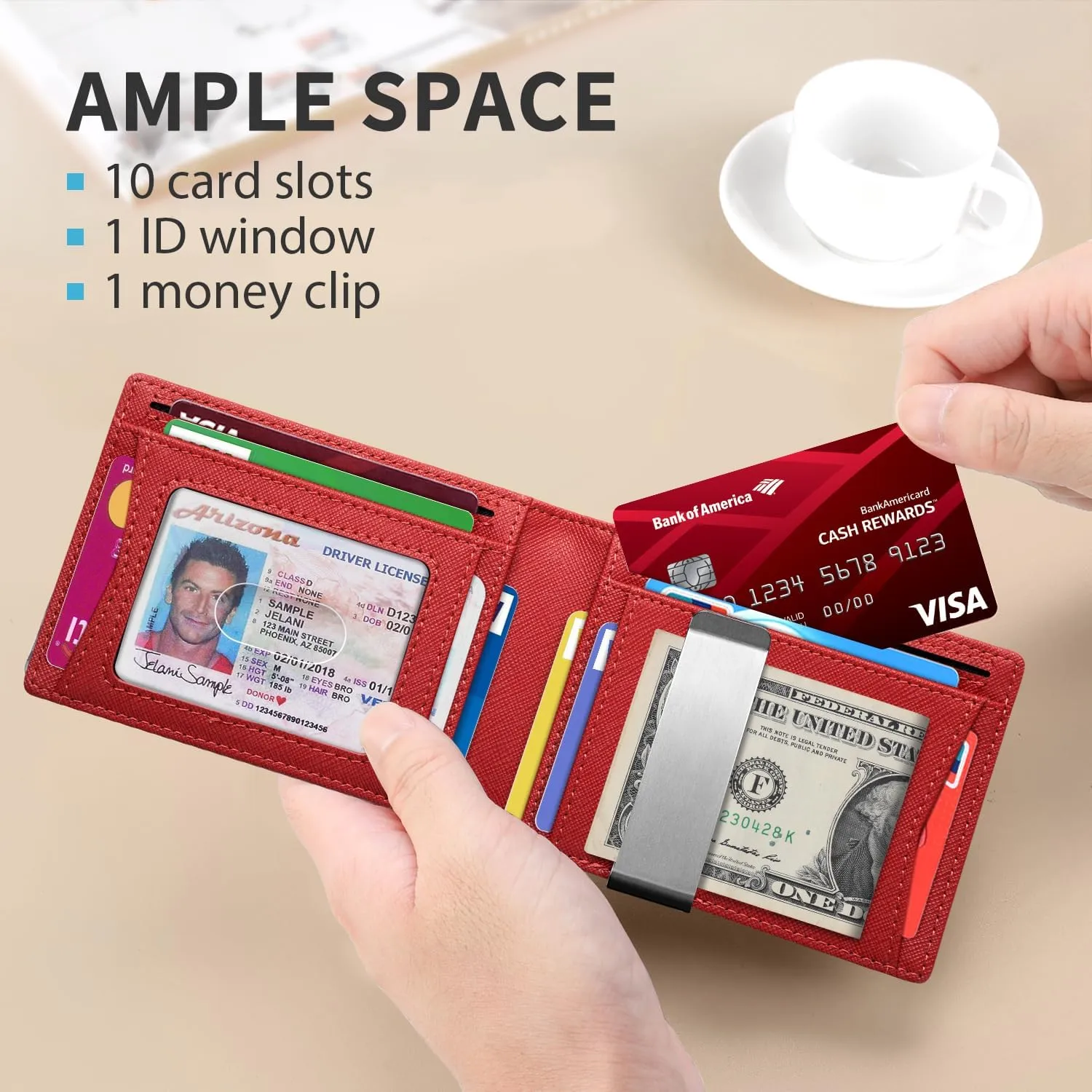 RUNBOX Slim Money Clip Wallets for Men RFID Blocking 11 Card Holder Minimalist Small Leather Bifold Men's Front Pocket Wallet Gift Box