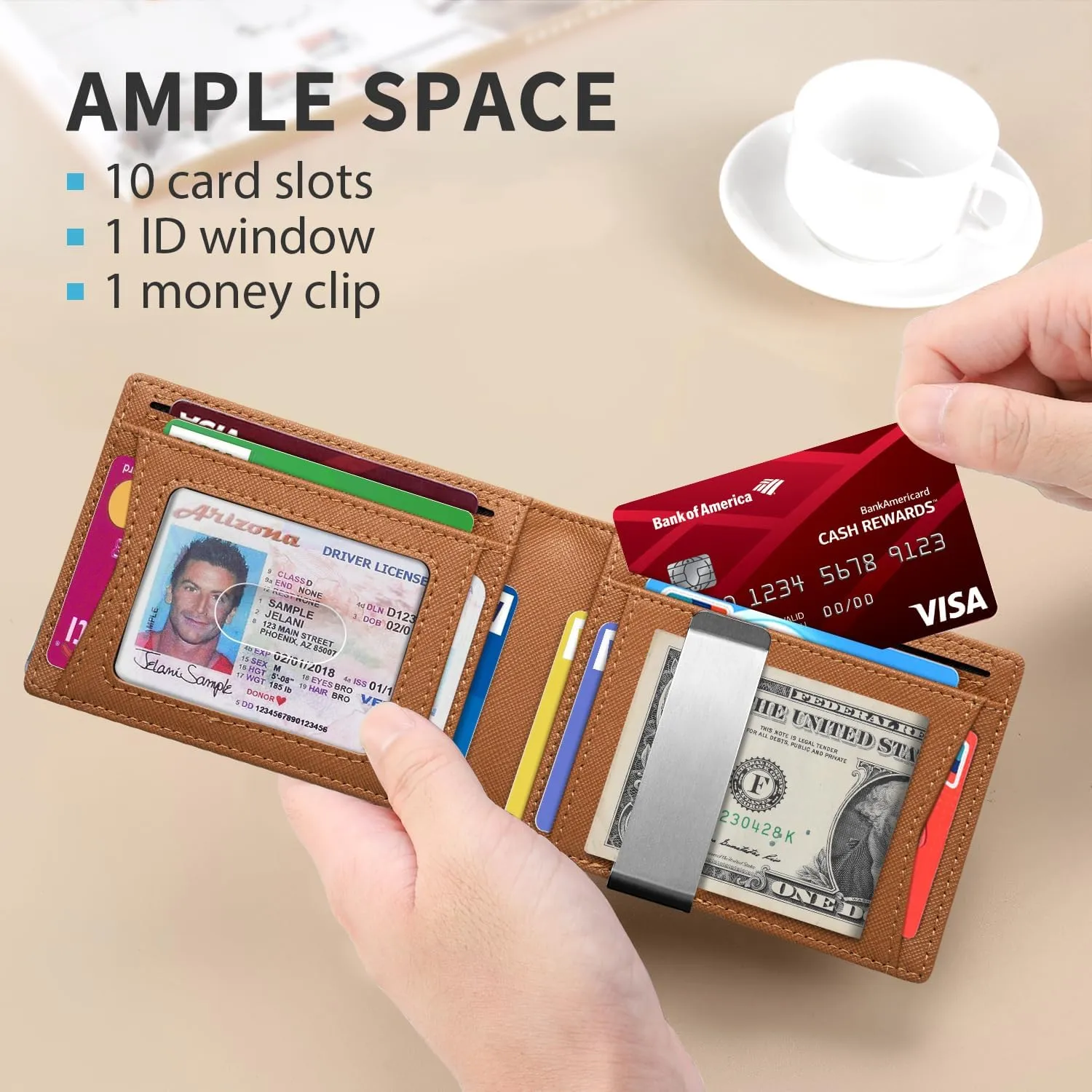 RUNBOX Slim Money Clip Wallets for Men RFID Blocking 11 Card Holder Minimalist Small Leather Bifold Men's Front Pocket Wallet Gift Box