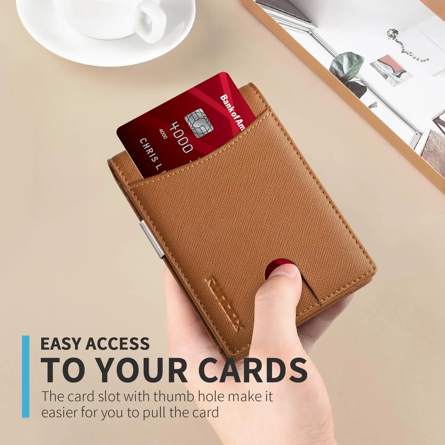 RUNBOX Slim Money Clip Wallets for Men RFID Blocking 11 Card Holder Minimalist Small Leather Bifold Men's Front Pocket Wallet Gift Box