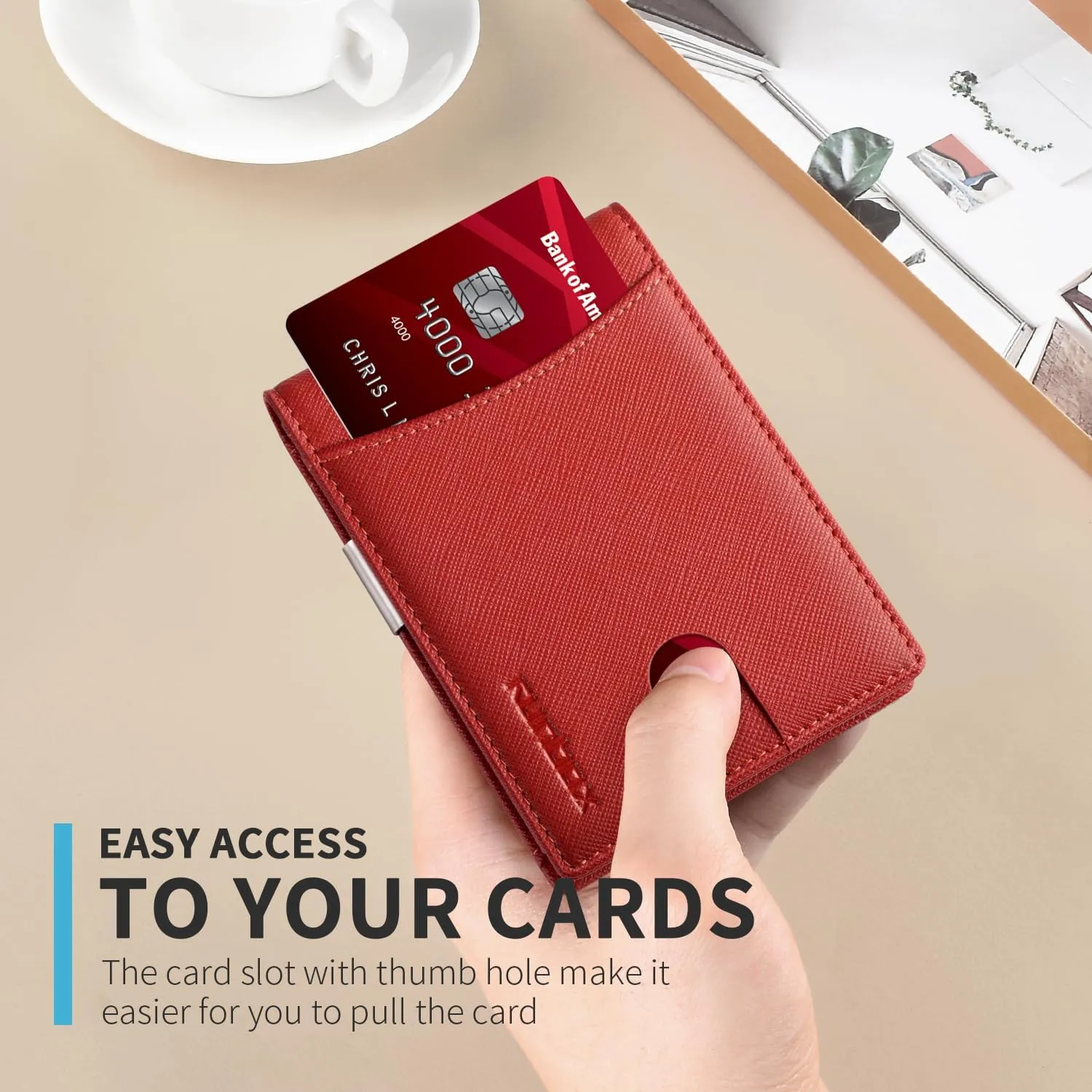 RUNBOX Slim Money Clip Wallets for Men RFID Blocking 11 Card Holder Minimalist Small Leather Bifold Men's Front Pocket Wallet Gift Box