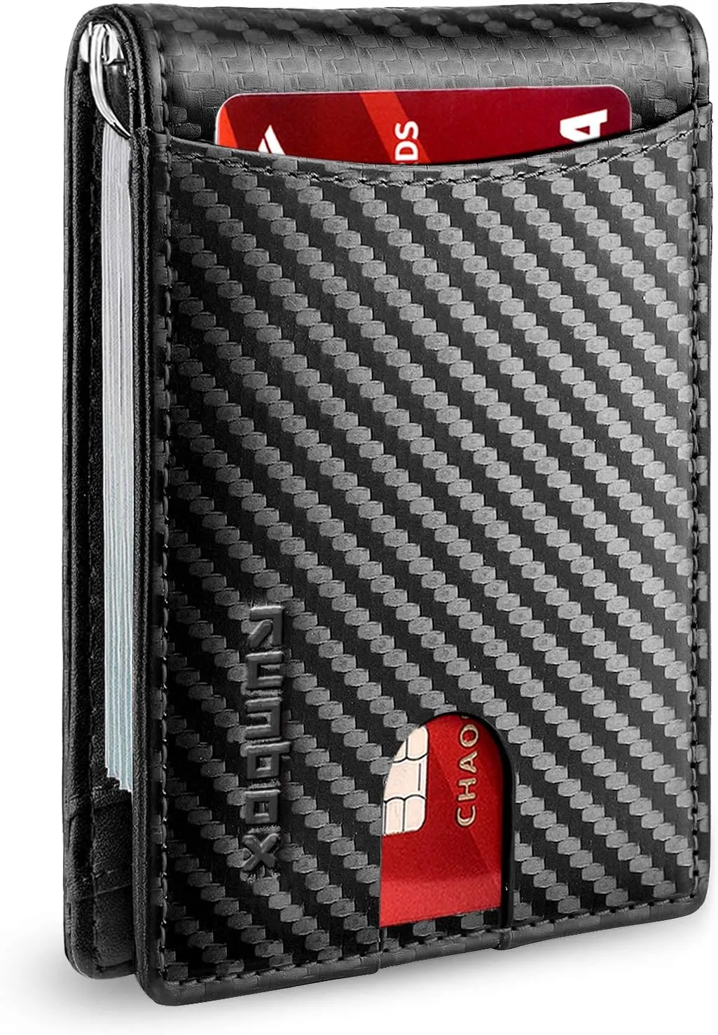 RUNBOX Slim Wallet for Men Genuine Leather RFID Blocking Bifold Minimalist Front Pocket Mens Wallet with Money Clip Thin Gift Box