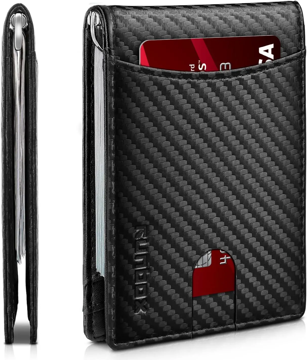 RUNBOX Slim Wallet for Men Genuine Leather RFID Blocking Bifold Minimalist Front Pocket Mens Wallet with Money Clip Thin Gift Box