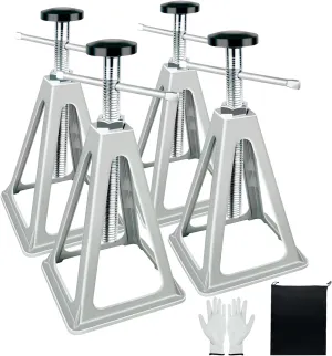 RV Stabilizer Jacks 4 Pack with Storage Bag, Aluminum Stabilizer Jacks, Adjustable Floor Jack Post,Single Trailer Stabilizer Jacks Support up to 6000 Lbs, Adjustable from 11-17 inch
