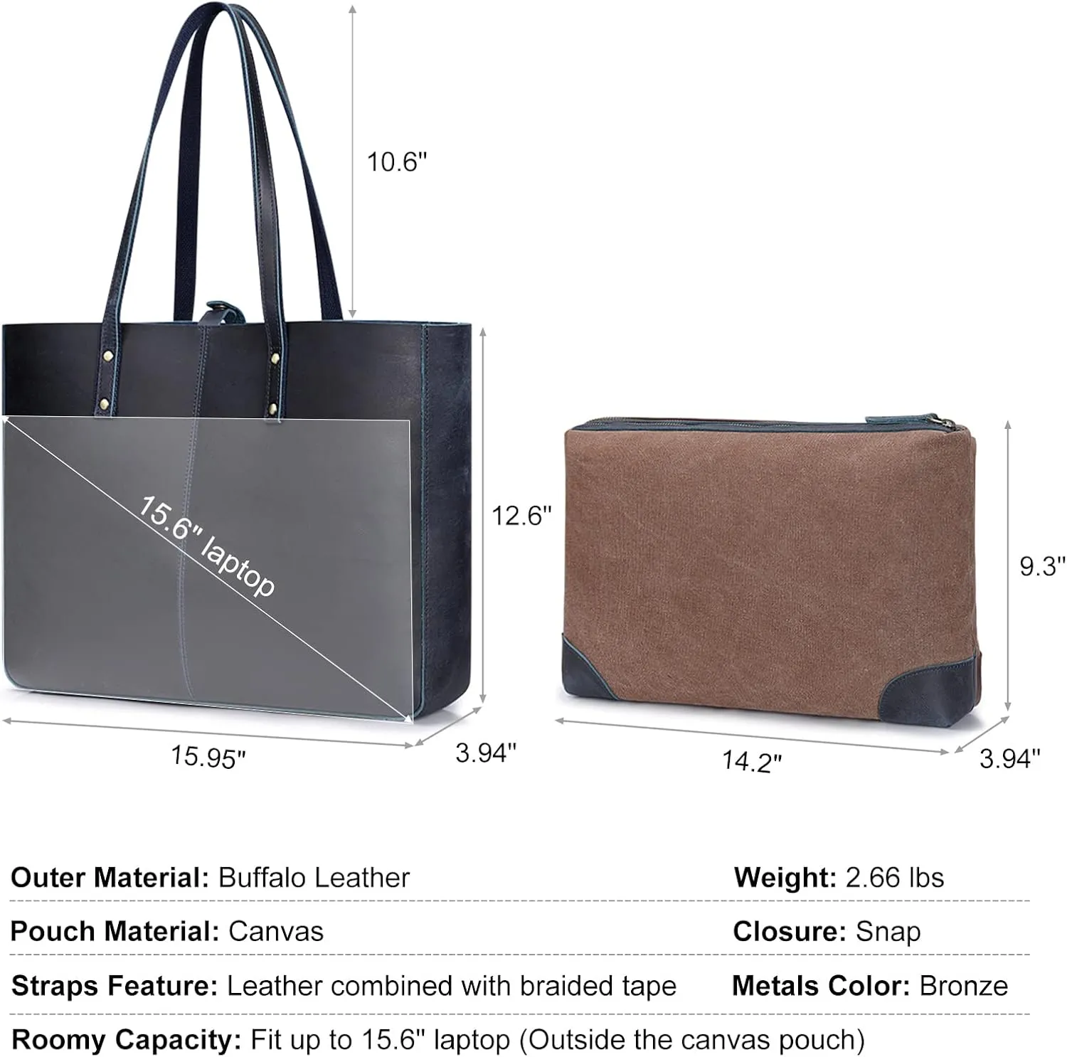 S-ZONE Genuine Leather Shoulder Tote Bag for Women Large Handbag Work Purse