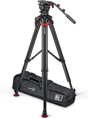 Sachtler aktiv12T 100mm Fluid Head with flowtech 100 Carbon Fiber Tripod and Mid-Level Spreader