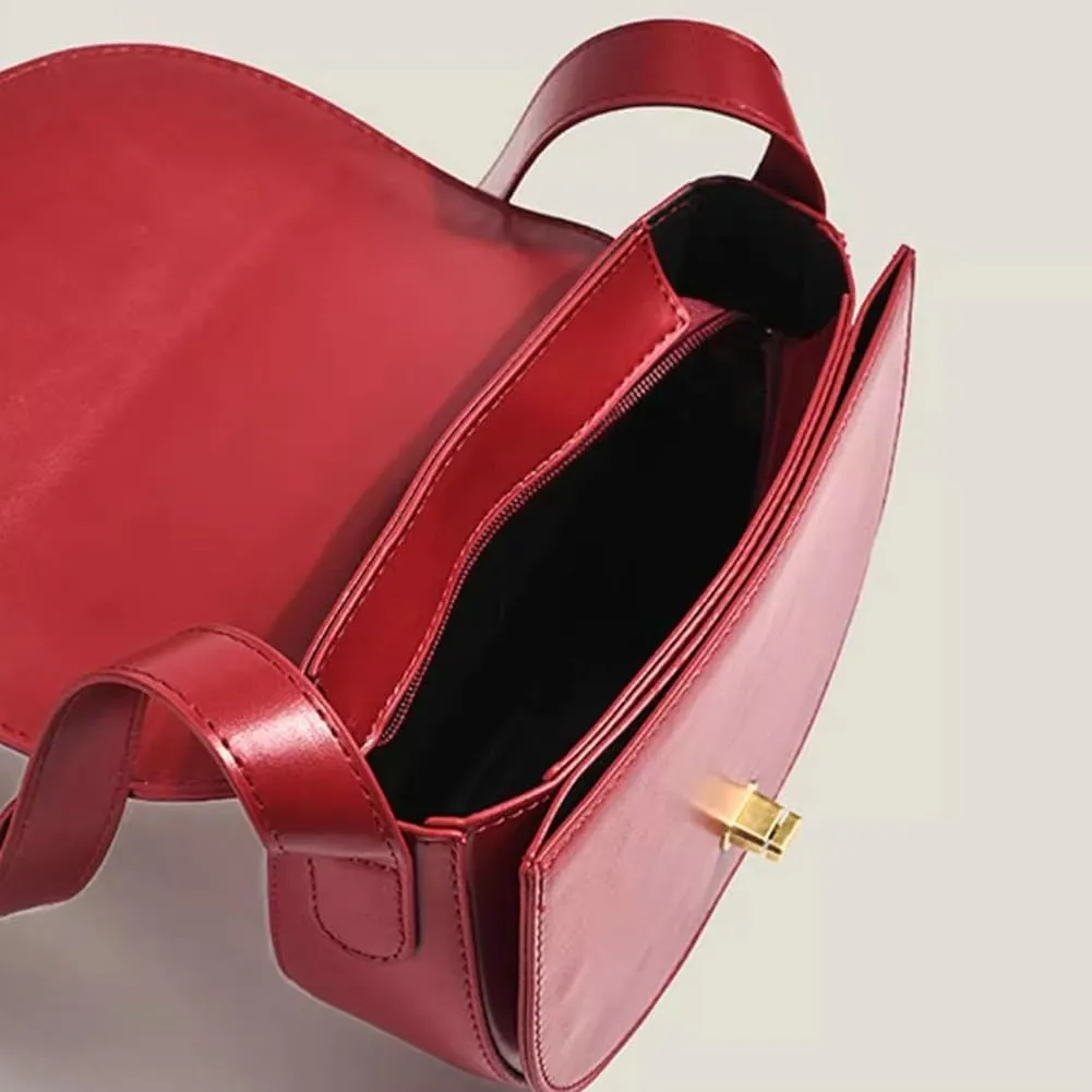 Saddle Bag for Women Vintage Leather Cross Body Purse Single Shoulder Bag with Adjustable Strap Satchel Ladies Purse