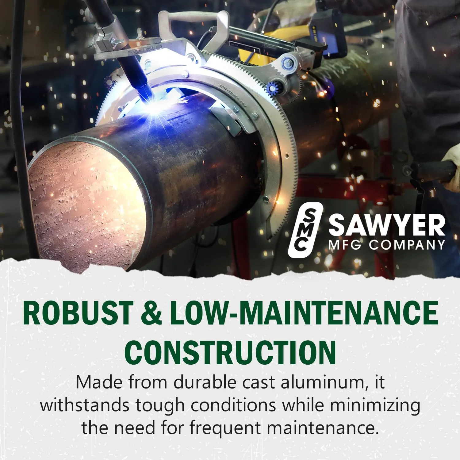 Saddle Machine for Pipe Beveling - Open-Frame Design, 3-Sized Spacer System, Lightweight Cast Aluminum - Ideal Pipe Beveler & Steel Pipe Cutter - #2-6" - 12" OD Pipes