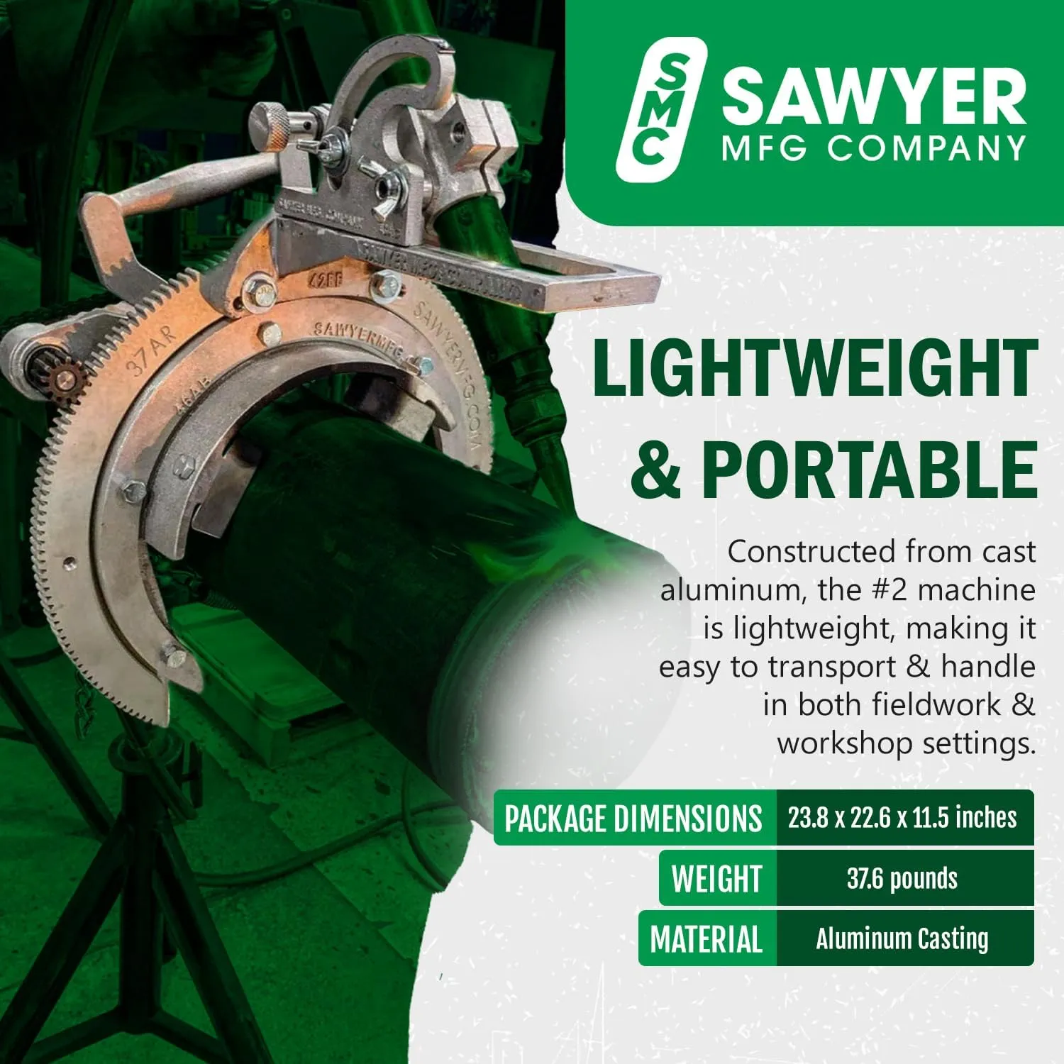 Saddle Machine for Pipe Beveling - Open-Frame Design, 3-Sized Spacer System, Lightweight Cast Aluminum - Ideal Pipe Beveler & Steel Pipe Cutter - #2-6" - 12" OD Pipes